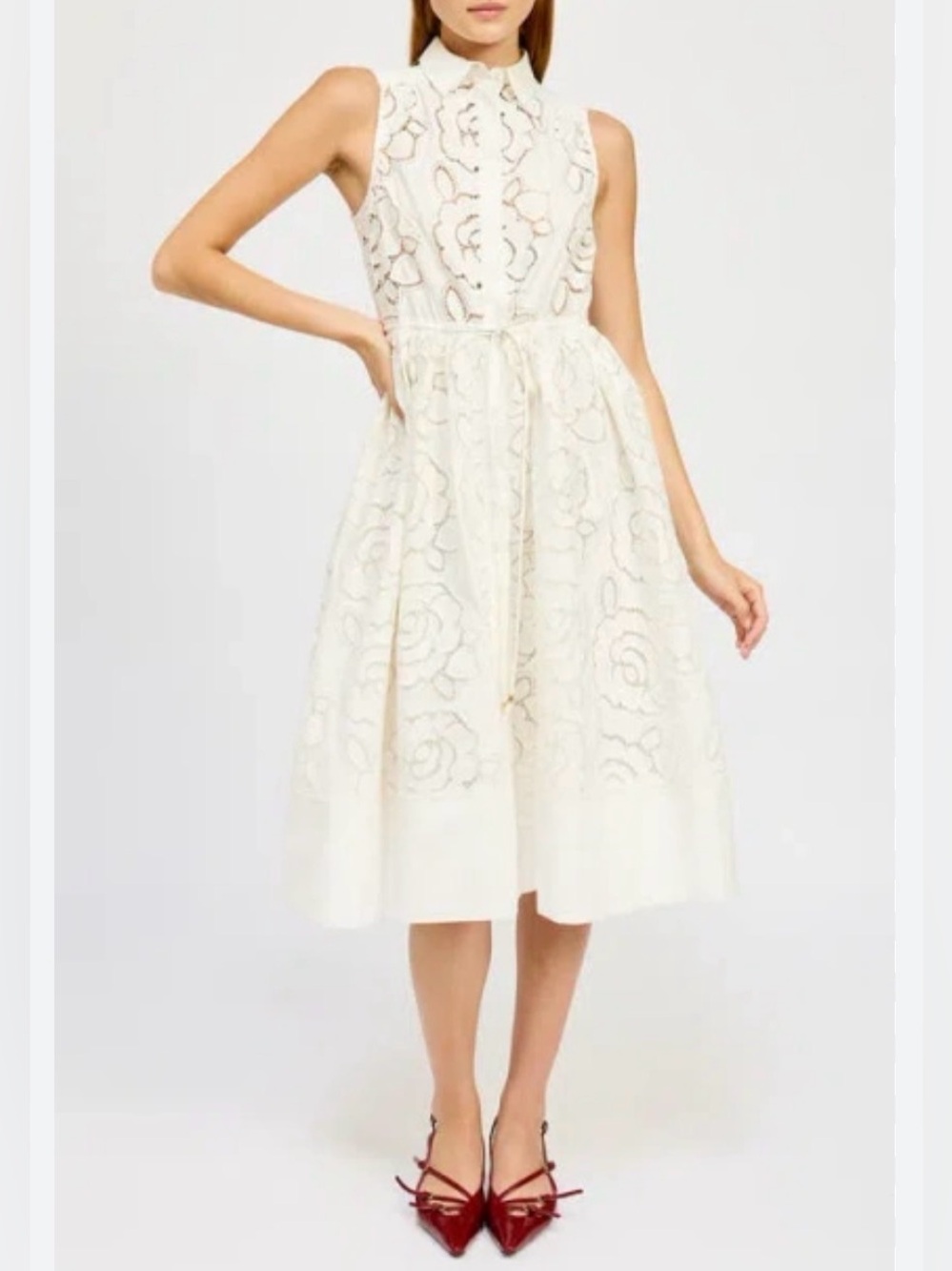 EN SAISON NWOT white Chloe midi dress, size small